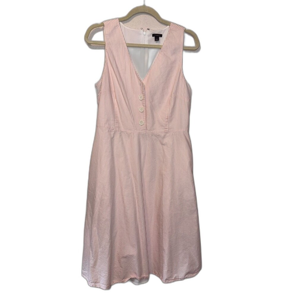 Ann Taylor Sleeveless Pink Stripe Dress Size 8
